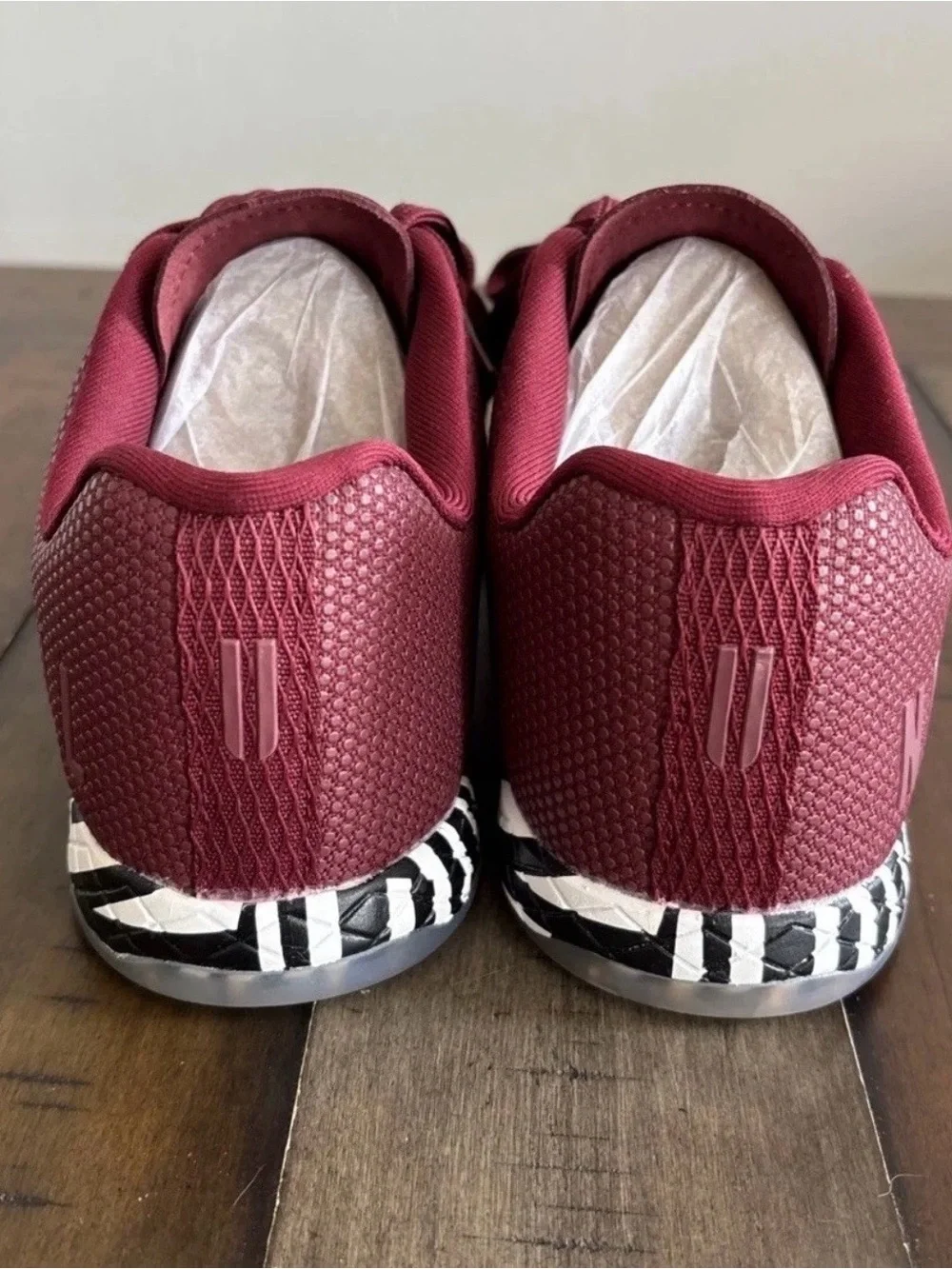 NoBull CABERNET ZEBRA Trainer Low Top Men 7 WOMEN 8.5 Red Black White Shoes